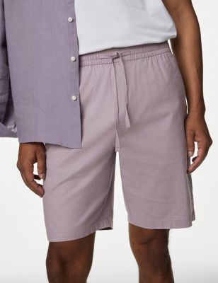 

Mens M&S Collection Linen Blend Elasticated Waist Stretch Shorts - Lavender, Lavender