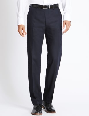 Tailored Fit Pure Wool Flat Front Trousers