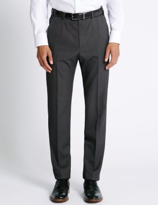 regular fit flat front trousers