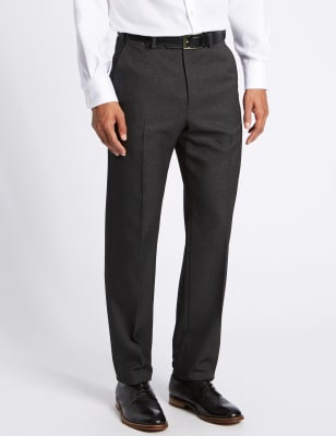 Regular Fit Textured Flat Front Trousers