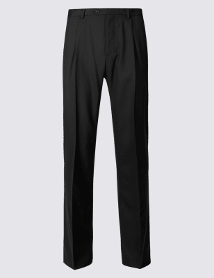 Regular Wool Blend Single Pleated Trousers