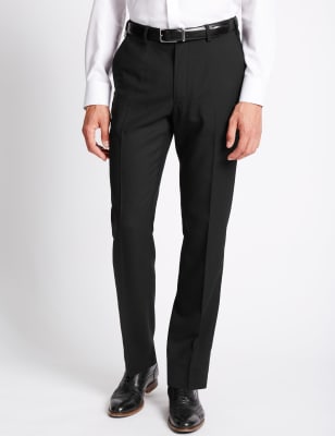 Tailored Fit Wool Blend Flat Front Trousers