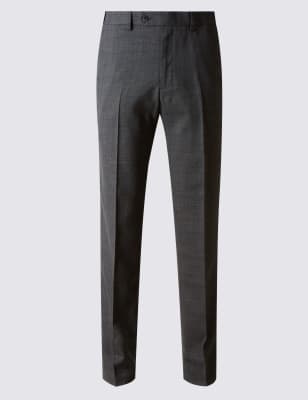 Tailored Fit Wool Blend Flat Front Trousers