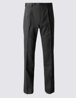 Tailored Wool Blend Single Pleated Trousers
