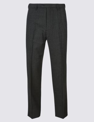 Regular Fit Wool Blend Textured Trousers