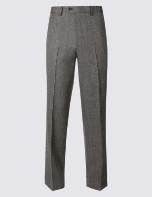 Regular Wool Blend Single Pleated Trousers