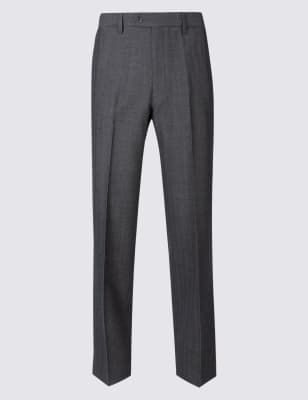Regular Wool Rich Single Pleated Trousers
