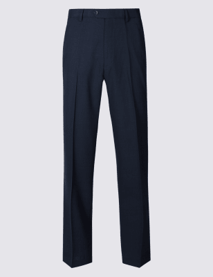 Regular Wool Blend Flat Front Trousers