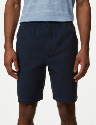 

Mens M&S Collection Elasticated Waist Ripstop Textured Shorts - Navy, Navy