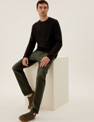 

Mens M&S Collection Straight Fit Organic Cotton Elasticated Trousers - Dark Khaki, Dark Khaki
