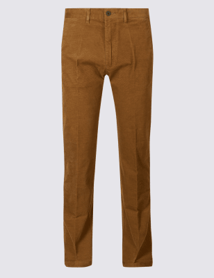 Straight Fit Corduroy Trousers with Stretch