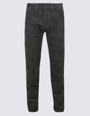 Straight Fit Corduroy Trousers with Stretch