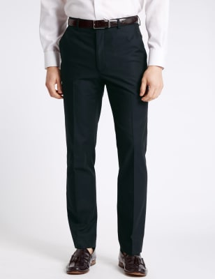 Pure Cotton Textured Tailored Fit Trousers