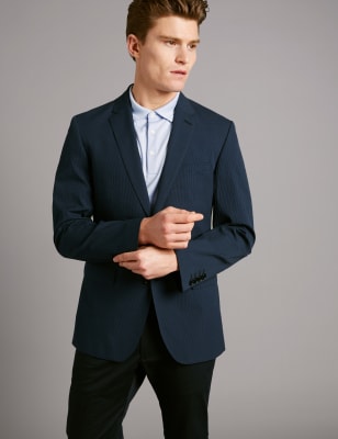 Gingham Cotton Tailored Jacket with Stretch