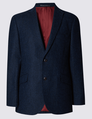 Pure New Wool Herringbone 2 Button Jacket