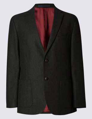 Pure New Wool 2 Button Herringbone Jacket