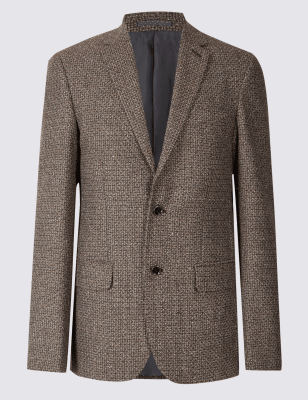 Wool Rich Basket Weave Jacket