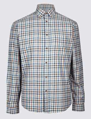 Pure Cotton Checked Shirt with Pocket