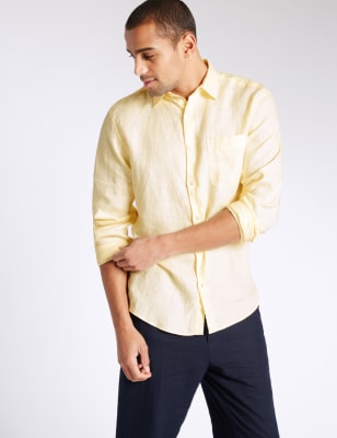 Pure Linen Easy Care Shirt with Pocket