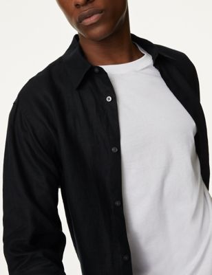 

Mens M&S Collection Pure Linen Shirt - Black, Black