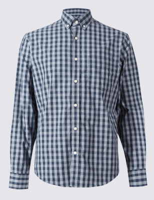 Pure Cotton Checked Shirt with Pocket