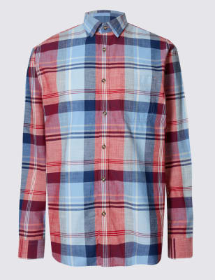 Pure Cotton Checked Shirt with Pocket