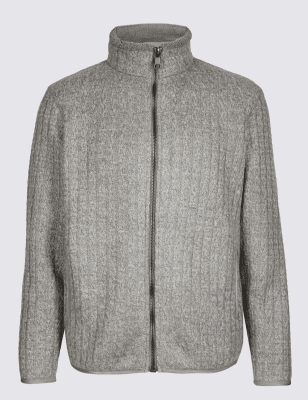 Textured Zipped Through Fleece Top