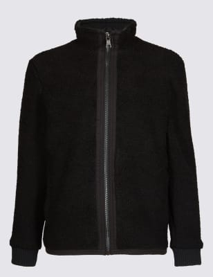 Textured Zipped Through Fleece Jacket