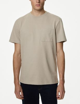 

Mens M&S Collection Pure Cotton Midweight Pocket T-shirt - Natural, Natural
