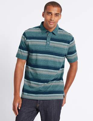 Pure Cotton Striped Polo Shirt