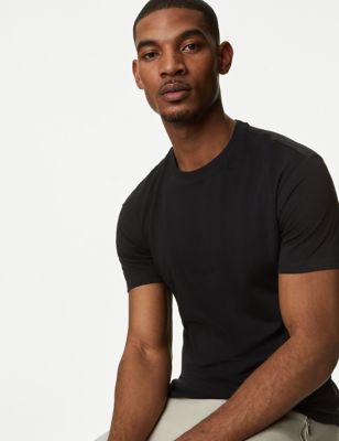 

Mens M&S Collection Athletic Fit Pure Cotton T-Shirt - Black, Black