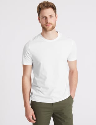 M&S Collection Menswear | M&S Slim Fit Pure Cotton Crew Neck T-Shirt