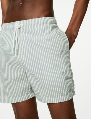 

Mens M&S Collection Quick Dry Striped Seersucker Swim Shorts - Green Mix, Green Mix