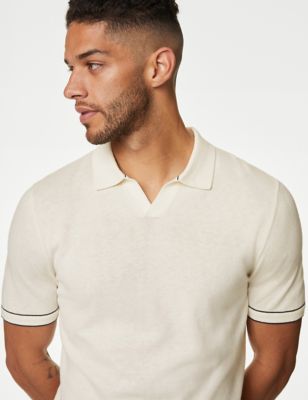 

Mens Autograph Silk Cotton Knitted Polo Shirt - Ivory, Ivory
