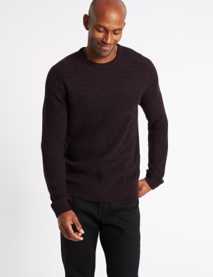 Textured Yoke Crew Neck Jumper