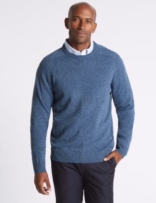 Pure Lambswool Textured Crew Neck Jumper