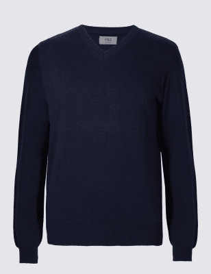 Pure Cotton V-Neck Jumper