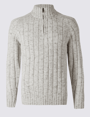Textured Half Zipped Jumper