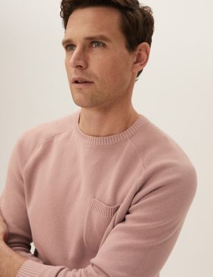 

Mens M&S Collection Pure Cotton Pocket Crew Neck Jumper - Dusty Pink, Dusty Pink