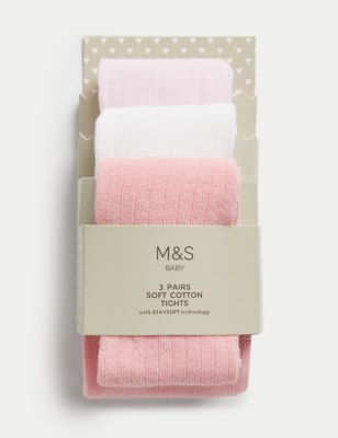 

Girls M&S Collection 3pk Cotton Rich Ribbed Tights (0-3 Yrs) - Light Pink Mix, Light Pink Mix