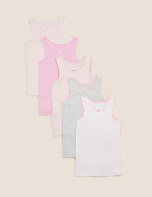 

Girls M&S Collection 5pk Pure Cotton Spotted & Plain Vests (2-14 Yrs) - Pink Mix, Pink Mix