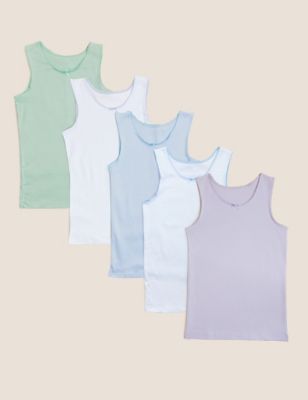 

Girls M&S Collection 5pk Pure Cotton Spotted & Plain Vests (2-14 Yrs) - Multi, Multi