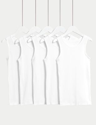 

Boys M&S Collection 5pk Pure Cotton Vests (2-14 Yrs) - White, White