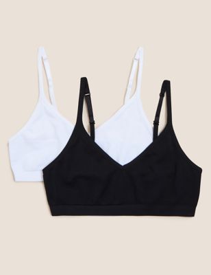 

Girls M&S Collection 2pk Seamfree Cropped Tops (9-16 Yrs) - Black/White, Black/White