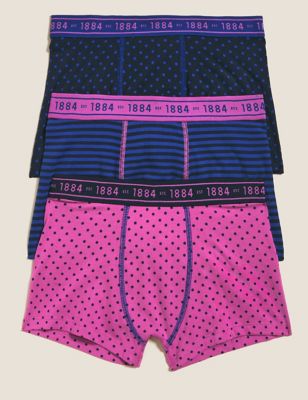 

Boys M&S Collection 3pk Cotton Rich with Stretch Patterned Trunks (6-16 Yrs) - Purple Mix, Purple Mix