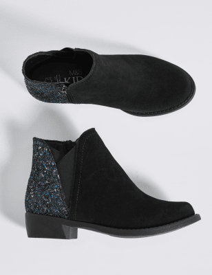 Kids' Suede Glitter Ankle Boots