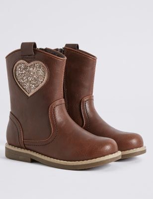 Kids' Heart Embellished Mid-calf Boots