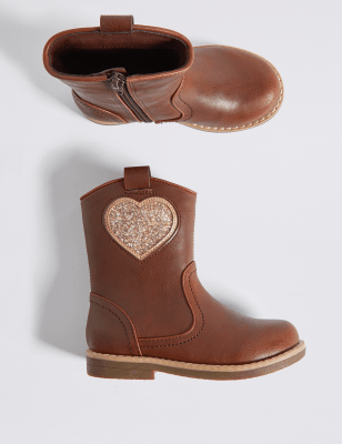 Kids' Heart Embellished Mid-calf Boots