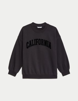 

Girls M&S Collection Cotton Rich California Slogan Sweatshirt (6-16 Yrs) - Charcoal, Charcoal
