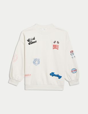

Girls M&S Collection Cotton Rich California Slogan Sweatshirt (6-16 Yrs) - Ivory Mix, Ivory Mix